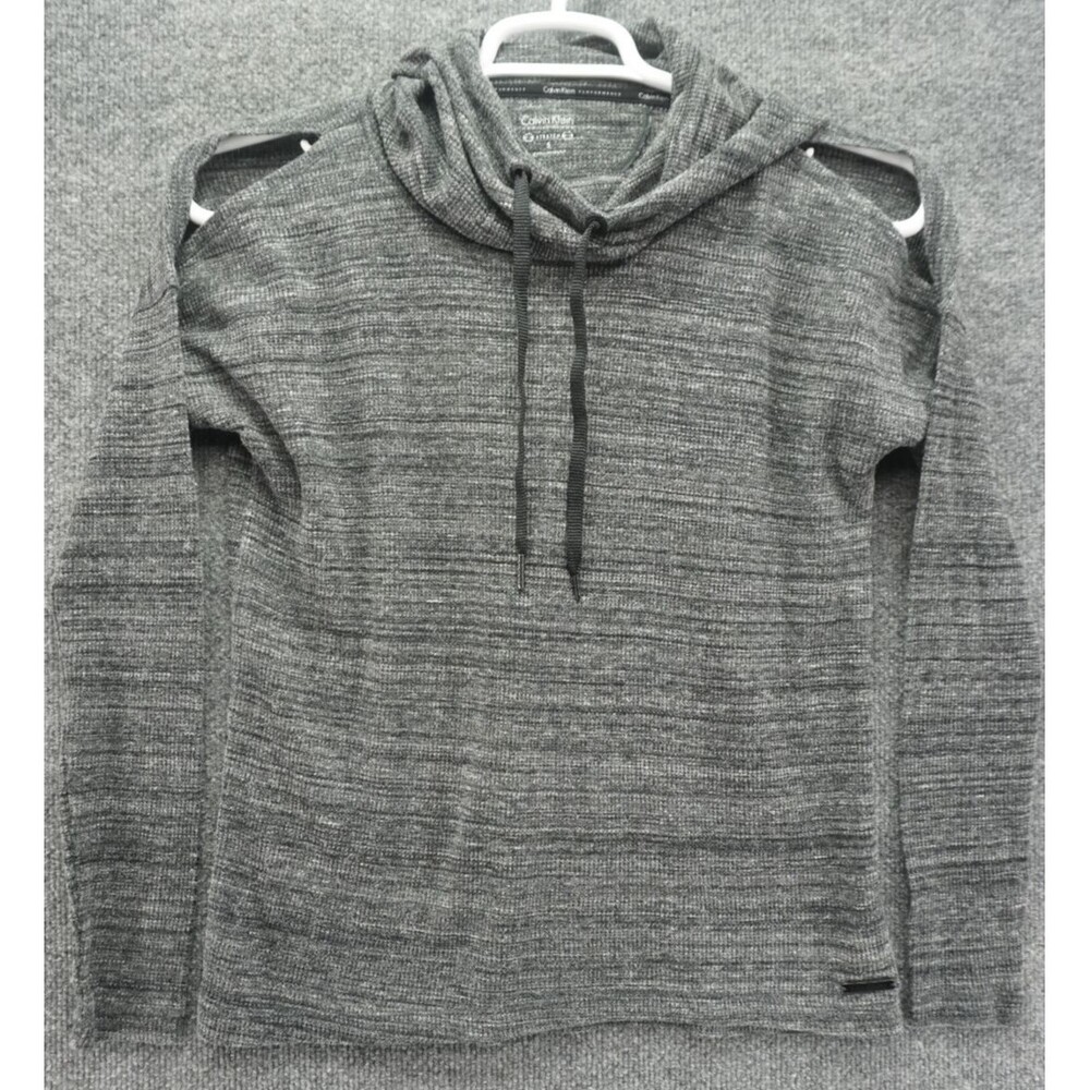 Calvin Klein Performance Women S Gray Cold Shoulder Hoodie Stretch